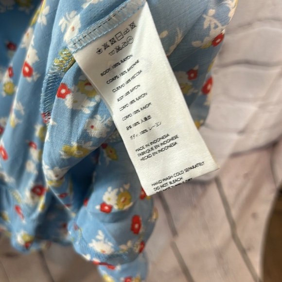 Faithfull The Brand Blue Floral Print Maxi Asymmetrical Ruffle Hem Dress Size 10 - Picture 14 of 14